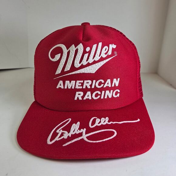 Vintage 1980s Miller American Racing Trucker Hat Bobby Allison Stylemaster USA - Picture 1 of 11